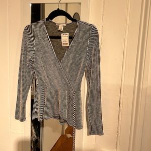 Caution to the Wind black and white striped blouse